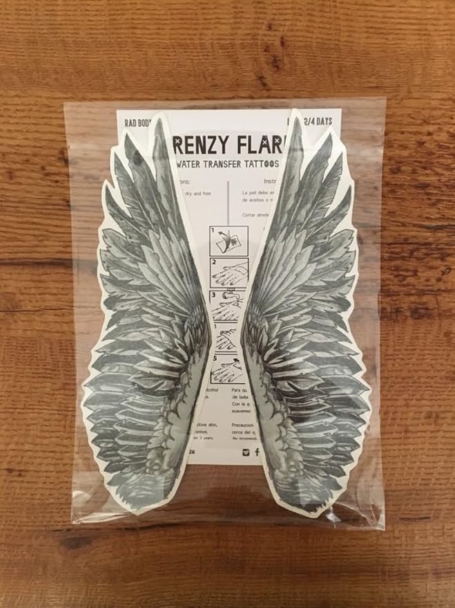 Angle WingTemporary Tattoos -2PCS Fake Body Art Decals, Waterproof Decorative Transfer Stickers (Sing wing)