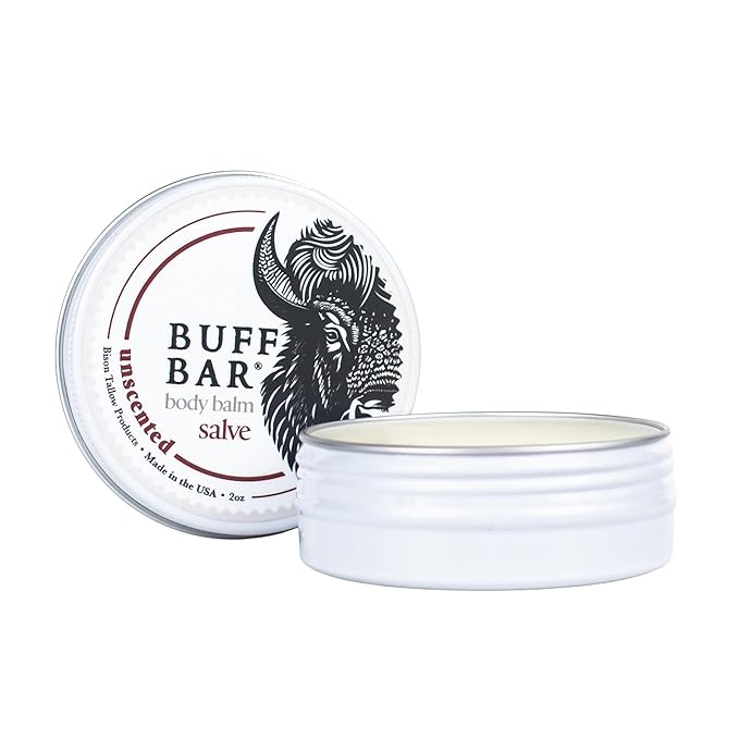 BUFF BAR Pure Bison Tallow Salve, Unscented, 2 Pack - No Irritating Ingredients, Simple & Clean, Body Butter, Full Body Hydration, Replaces Lotion, For Cracked, Rough, Irritated Skin