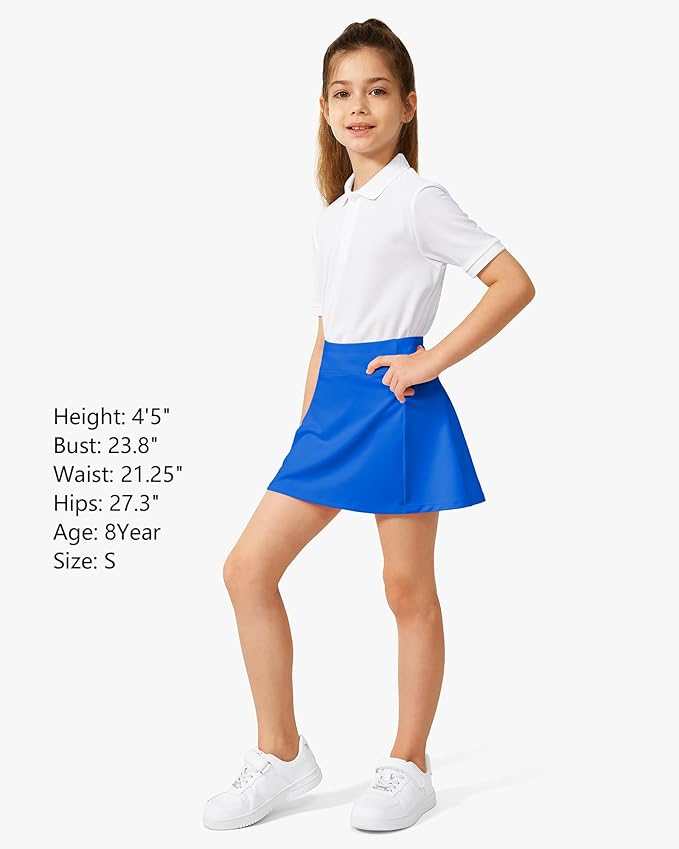 Stelle Girls Tennis Skirts with Pockets Athletic Skorts Inner Shorts High Waisted Sports Golf Running Skirt