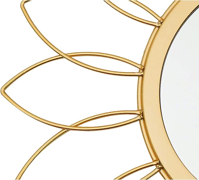 3 Pack Metal Mirrors for Wall Sunburst Wall Mirrors Home Décor Decorative Hanging Wall Art for Living Room Bedroom Entryway (Gold, Flowers)