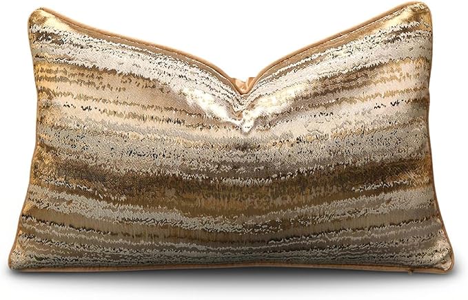 vctops Decorative Luxurious Throw Pillow Covers Lumbar Cushion Cases Pillowcase for Bed Sofa Couch Chair Car Home Decor (Gold, 12"x20")