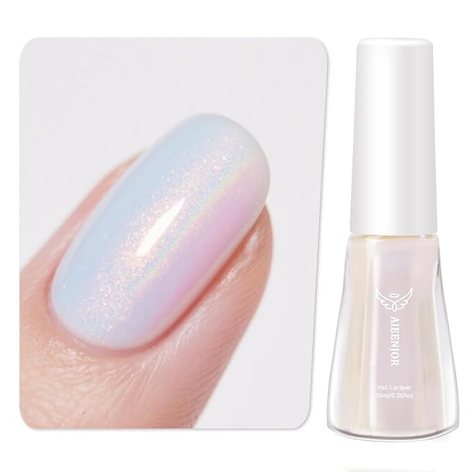 Aurora Nail Polish, Glitter Pearl Nail Polish Quick Dry, No UV Lamp Needed, Streak Free, Long- Last Fingernail Polish for Nail Manicure Salon DIY Nail Art, 0.35 fl oz
