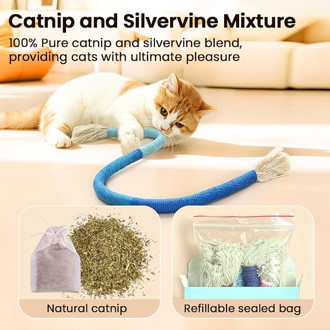 Retro Shaw Catnip Cat Toys Chew Ropes, for Indoor Cats Chew Kicker, 23.6"