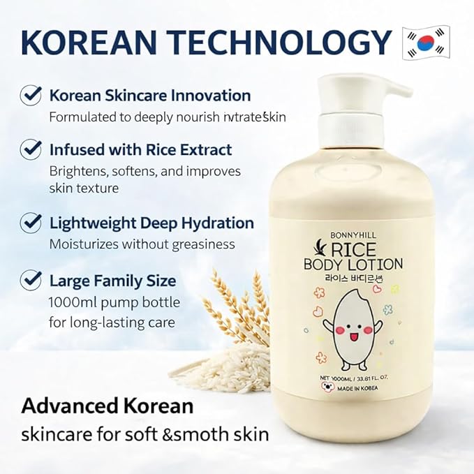 BONNYHILL Rice Body Lotion, Moisturizes And Enhances Skin Radiance 33.81 FL OZ
