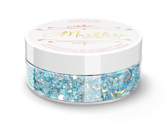 MARBLERS Mixed Shaped Face & Body Glitter [Blue] 0.18oz (5g) | Chunky | Chopped | Flake | Non-Toxic | Vegan | Cruelty-Free | Festival, Rave & Party Makeup | Eye, Hair, Nail Polish, Eyeshadow