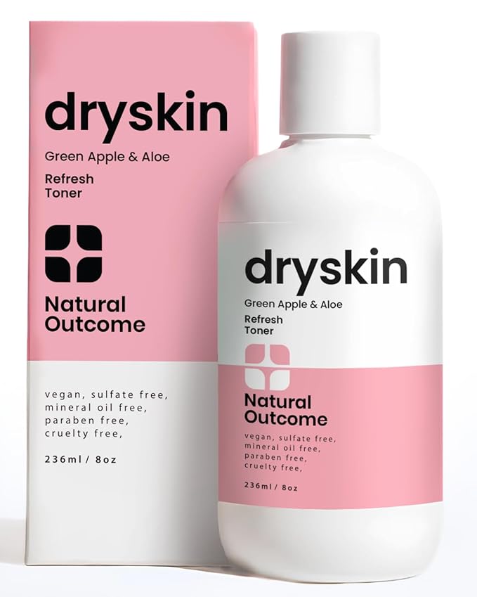 Hydrating Face Toner for Dry Skin Witch Hazel, Green Apple & Aloe Vera Facial Astringent by Natural Outcome Skincare, Gentle Soothing Cleansing Water Lotion 8 oz