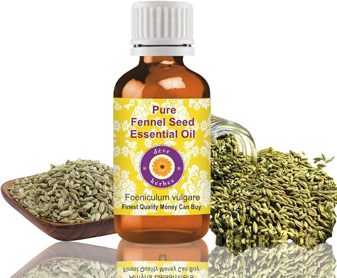 Deve Herbes Pure Fennel Seed Essential Oil (Foeniculum vulgare) Steam Distilled 5ml (0.16 oz)