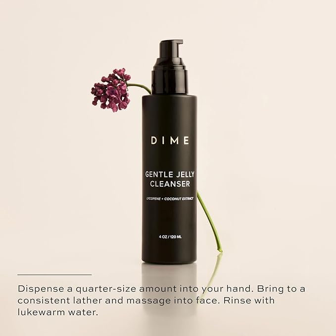 Dime Beauty Gentle Jelly Cleanser, Hydrating Facial Cleanser and Makeup Remover with Vitamin E, Sensitive Skin Face Wash, 4 oz / 120 ml