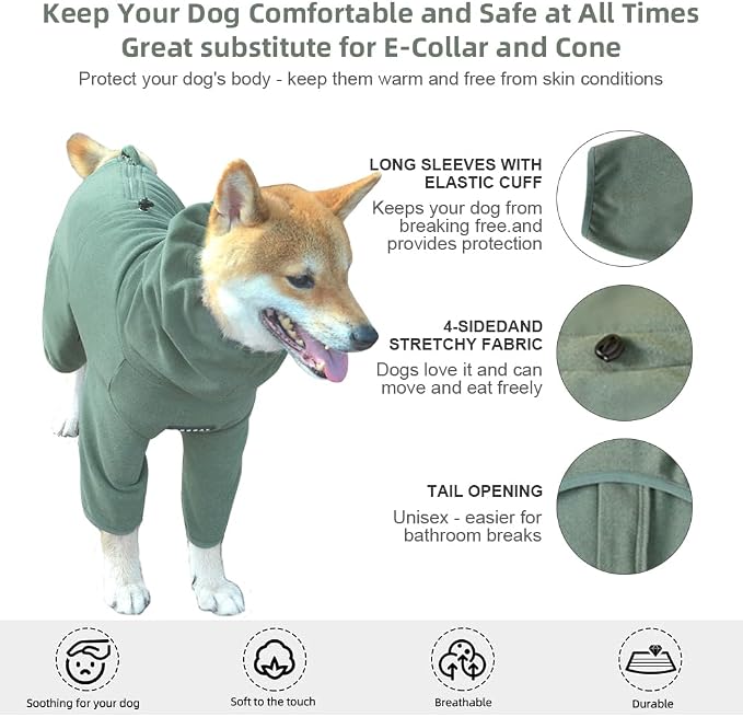 Dog Pajamas for Large Dogs,Extra Large Stretch, Suitable for Adult, Medium-Sized Dogs, Large Pet Jumpsuit Four-Legged Dog Clothes, Pet Clothing. (Green Color, 2XL)