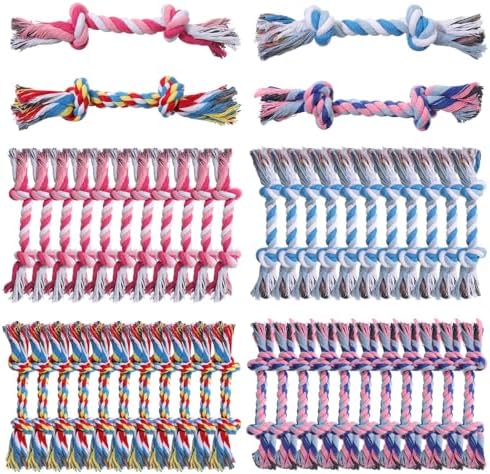 48 Pcs Dog Toys Bulk, 6.7-Inch Dog Rope Toy for Small Medium Dogs, Cotton Puppy Chew Rope for Teething, Tug of War, Dental Health, Interactive Ropes Toys for Dogs, Aggressive Chewers