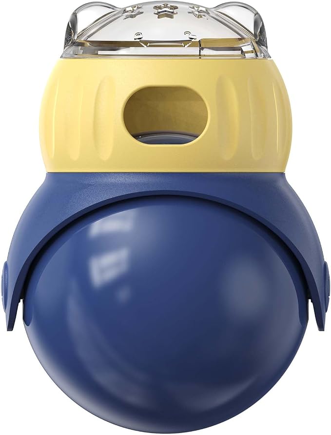 Cat Puzzle Feeder, Interactive Cat Dog Toys,Treat Dispenser(Yellow+Blue)