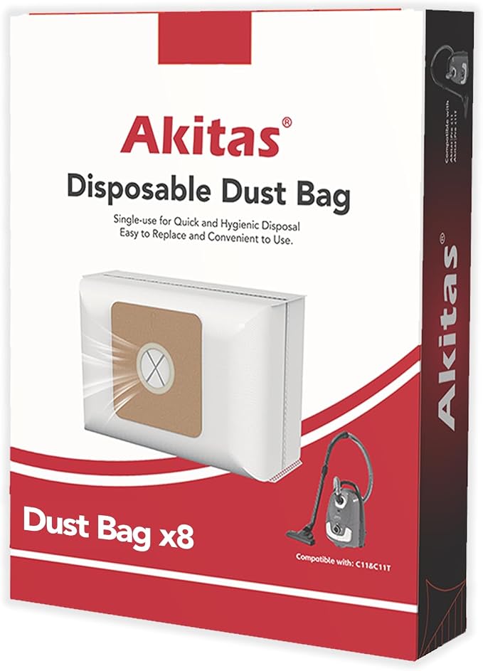 Akitas Hygienic Disposable Bag for C11 Bagged Vacuum Cleaner 8X Pack Large