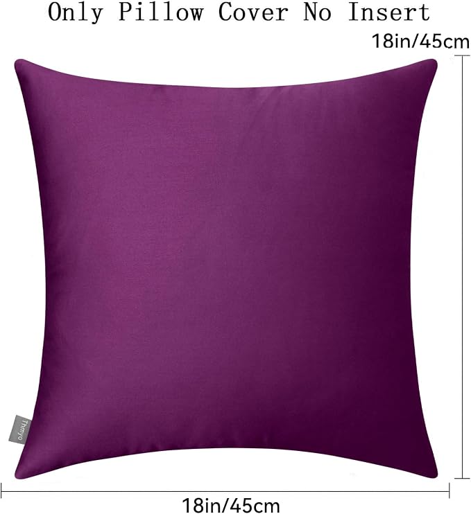 4-Pack 100% Cotton Comfortable Solid Decorative Throw Pillow Case,Thmyo Square Cushion Cover Pillowcase Sublimation Blank Pillow Covers DIY Throw Pillowcase(18x18 inch/ 45x45cm,Dark Reddish Purple)