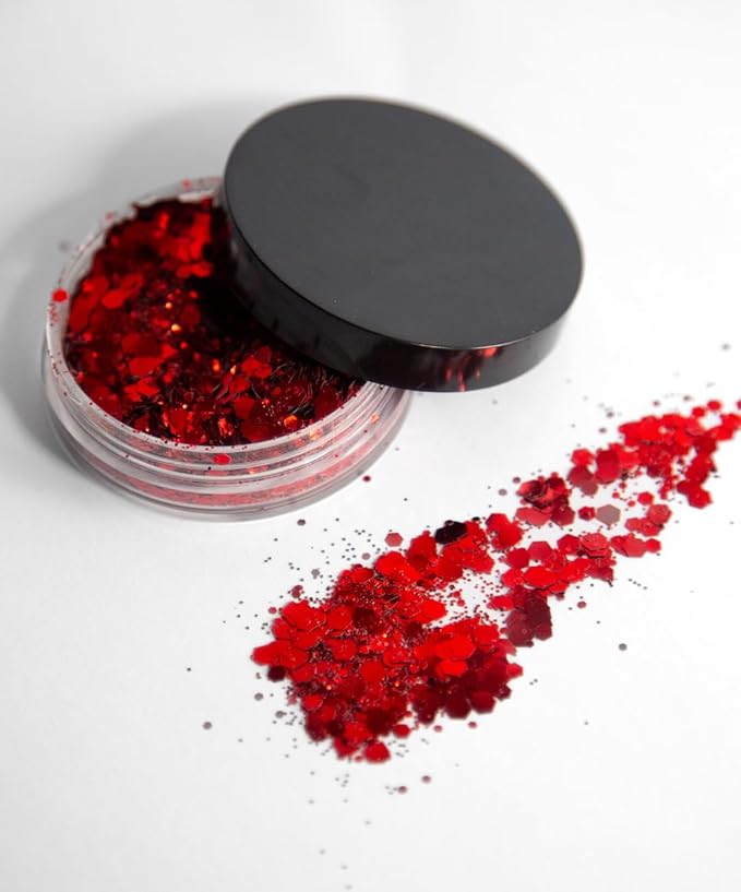 Ruby Biodegradable Chunky Glitter by Karizma Beauty Red Bio Glitter Eco Glitter Face Glitter 8g