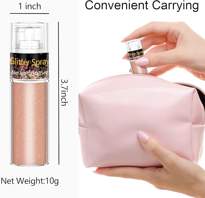 Hair and Body Glitter Spray, 1PC Silver Glitter Hairspray Dry Powder Makeup for Clothes, Festival Rave Prom Loose Sparkle Powder,Holographic Ultra Fine Resin Glitters for Crafts (1PC Champagne)