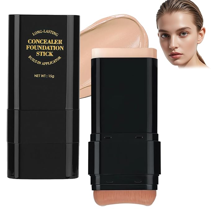 Concealer Foundation Stick, 2 in 1 Dual-Ended Long-Lasting Concealer Stick with Brush, Full Coverage for Beauty Face Makeup