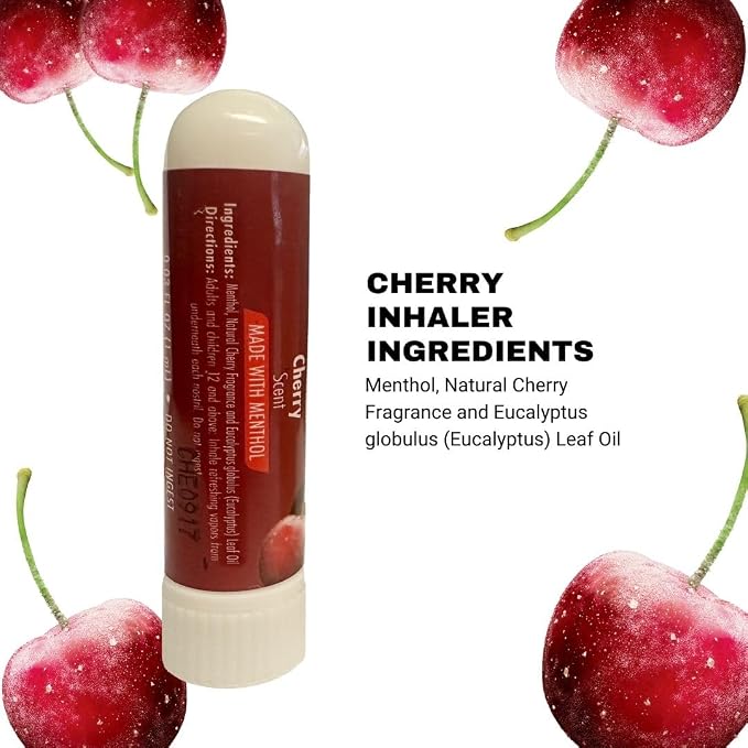 SpaRoom Halls Nausea Relief Nasal Stick – Breathe Cherry, 100% Pure Essential Oils, Aromatherapy Nasal Stick for Sinus Relief, Stress & Craving Management, Sweet Cherry Scent, 2-Pack, Non-Medicated