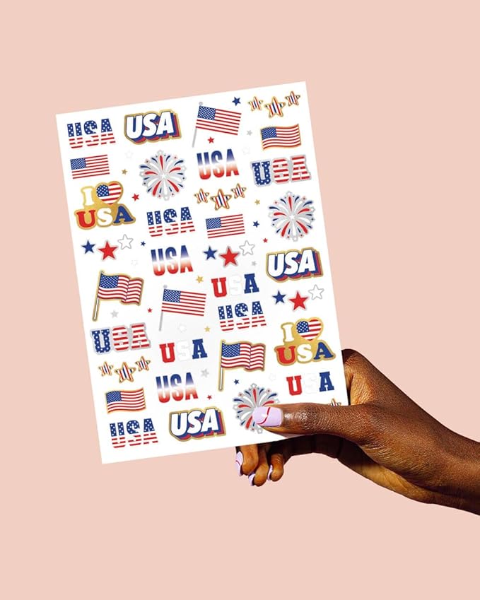 xo, Fetti Fourth of July Decorations Tattoos - 70 styles | Red White and Blue Party Supplies, 4th of July, USA Flag, Memorial Day