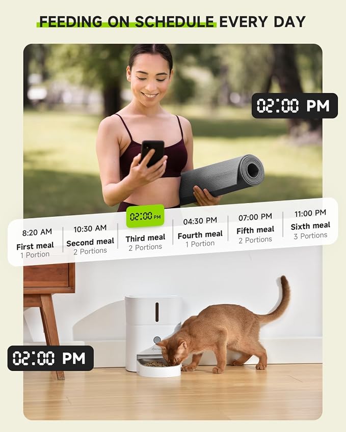 Automatic Cat Feeder, 2.4G Wi-Fi Cat Food Dispenser with APP Control, 3L Timed Pet Feeder for Pet Dry Food, 1-10 Meals Per Day