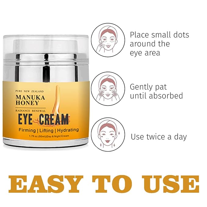 Grospe Manuka Honey Eye Cream Anti-aging Eye Cream Anti-wrinkle Under Eye Cream Fades Fine Lines Lifting and Firming Improve Dark Circles and Puffiness
