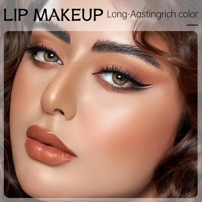 Chestnut Brown Matte Lip Liner Pencil – Smooth & Moisturizing Lip Pencil for Precise Contour, Rich Color Payoff, Lightweight Everyday Lip Makeup, Twist-Up Design,08#