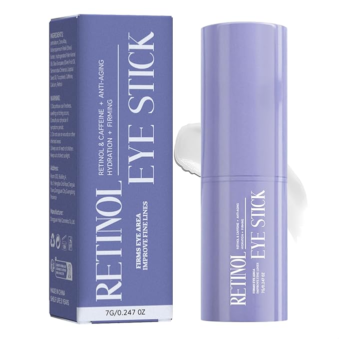 Retinol & Caffeine Eye Balm Stick for Dark Circles, Puffiness, Fine Lines and Eye Bags, Anti Aging Under Eye Cream Smooths Wrinkles Moisture Stick (0.24oz/7g)