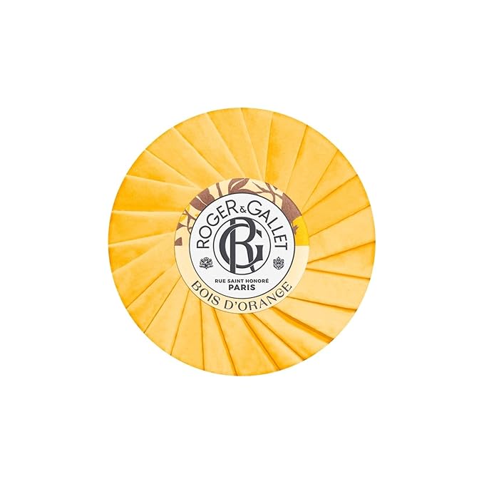 ROGER & GALLET Bois d'Orange Beneficial Soap Bar - All Natural Round Soap Bars for Men & Women - Enriched with Bitter Orange Essence - Luxurious Woody Patchouli Aroma - 100g