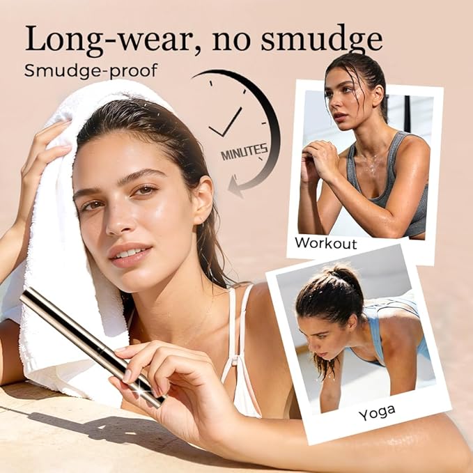 Ultra-Fine Lengthening Waterproof Quick-Dry Mascara, Waterproof Quick Drying Curling Mascara, Iron Wand Mascara, 3D Curling Eyelash Long, Lasting Smudge-Proof No Clumping (Black+Brown)