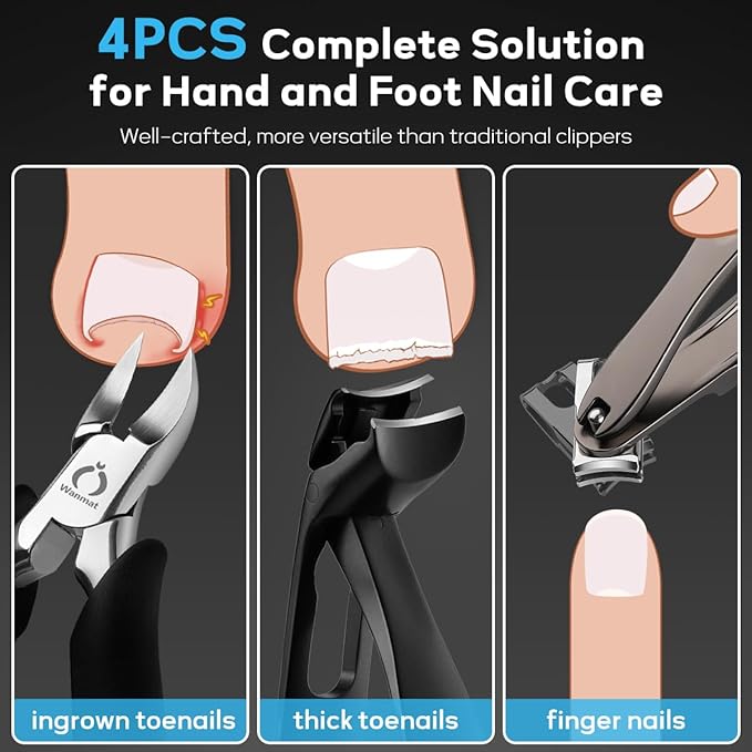 Toe Nail Clipper for Ingrown or Thick Toenails,Toenails Trimmer and Professional Toenail Nipper for Seniors with Stainless Steel Surper Sharp Blades (Podiatrist Nail Clippers Set)