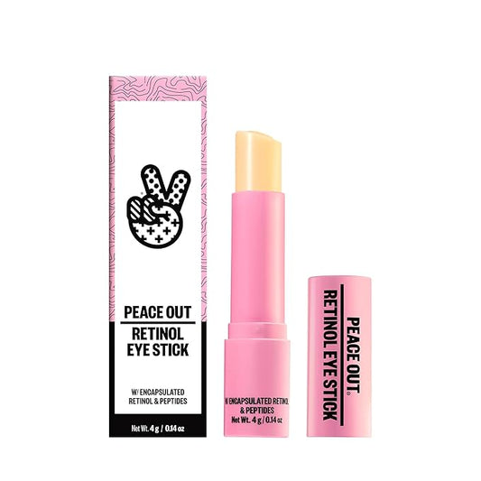 PEACE OUT Retinol Eye Stick, Under Eye Treatment for Hydration, Fine Lines & Wrinkles, with Encapsulated Retinol, Peptides & Squalane for Smoother Looking Under Eyes, 0.14 oz