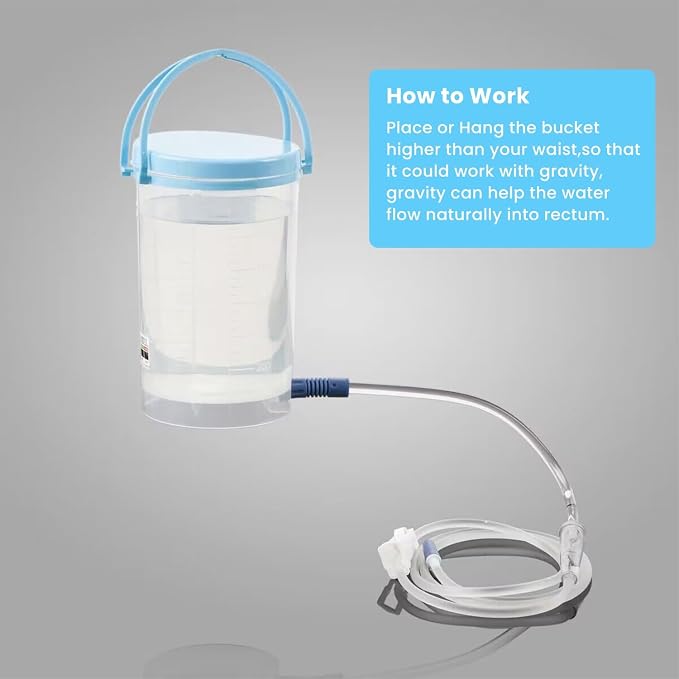 Enema Bucket Kit for Colon Cleansing with 6Pcs Enema Nozzle Tips Colon Tube Replacement, Coffee Enema kit for Constipation Detox 6ft Silicone Tubing Hose Home Shower Enema Intestinal Rinser Irrigator