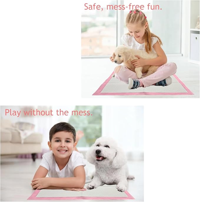 Heavy Duty Pink Puppy Pee Pads 22 x 22 Inch 50 Count Dog Traing Pads | Leak-Proof Quick Absorb 6-Layer Design for Pet Potty Training, Ideal for Puppies, Cats, Rabbits, and Guinea Pigs