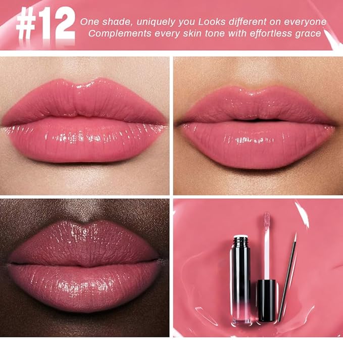 evpct Baby Pink Shiny Glossy Longwear No-Budge Liquid Lip Color Lipstick Makeup, Highly Pigmented Color Instant Shine, Waterproof Long Lasting Lipstick for Women, Lip Stain Gloss with Lip Liner Brush