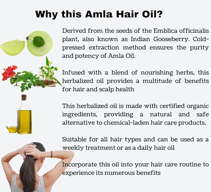 Amla Hair Oil - Organic Indian Gooseberry Herbal Oil | Nourishes Hair and Scalp | Ayurvedic Recipe | 8.5 FL OZ