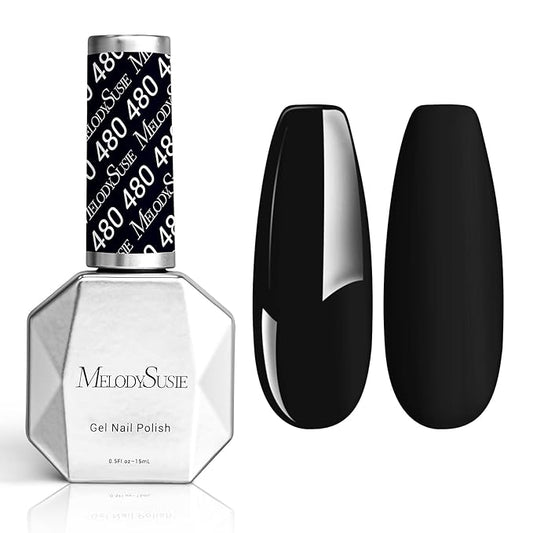 MelodySusie Thick Gel Nail Polish,15ML Black Abyss Color Soak Off UV LED Gel Polish Gift for Women Nail Art Manicure Salon DIY Nail Design Decoration at Home-480