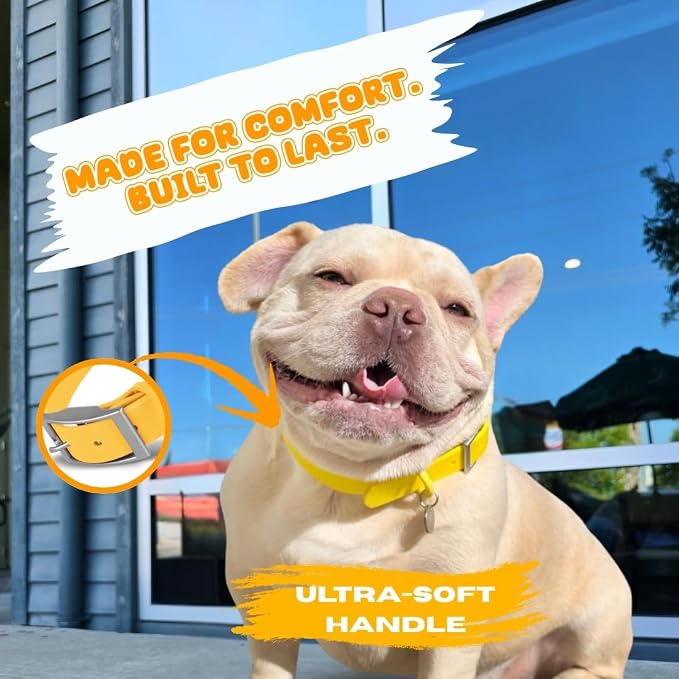 Waterproof Dog Collar, Soft Comfortable Pet Collars, Adjustable Odor Proof Heavy Duty Dog Collars Easy to Clean for Large, Medium Small Dogs by Bee N Buu (Yellow, Small (length8-12, Width 3/4"))