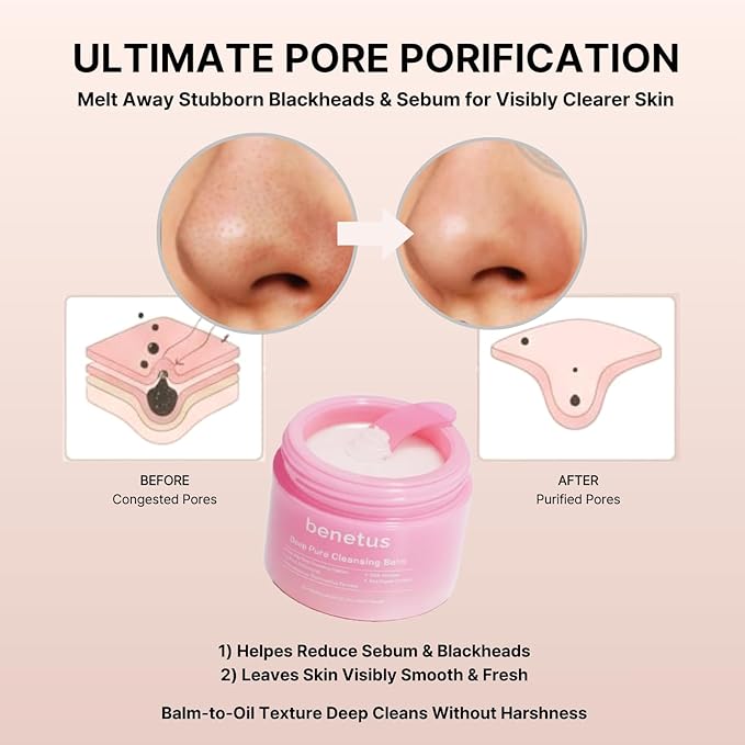 Deep Pure Cleansing Balm, Hydrating Non-Stripping Makeup Remover for Heavy Makeup and Sunscreen, Gentle Facial Cleanser for Oily, Blackhead-Prone & Sensitive Skin, 3.5 fl oz