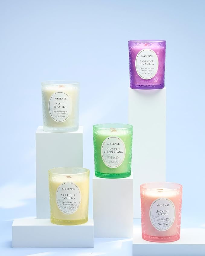 M&SENSE Sage Citrus Soy Candle, Cracking Wooden Wick 18oz | 100 Hours Long Lasting, Clean Burn, Winter Aromatherapy, Non-Toxic, Relaxing Gifts For Women