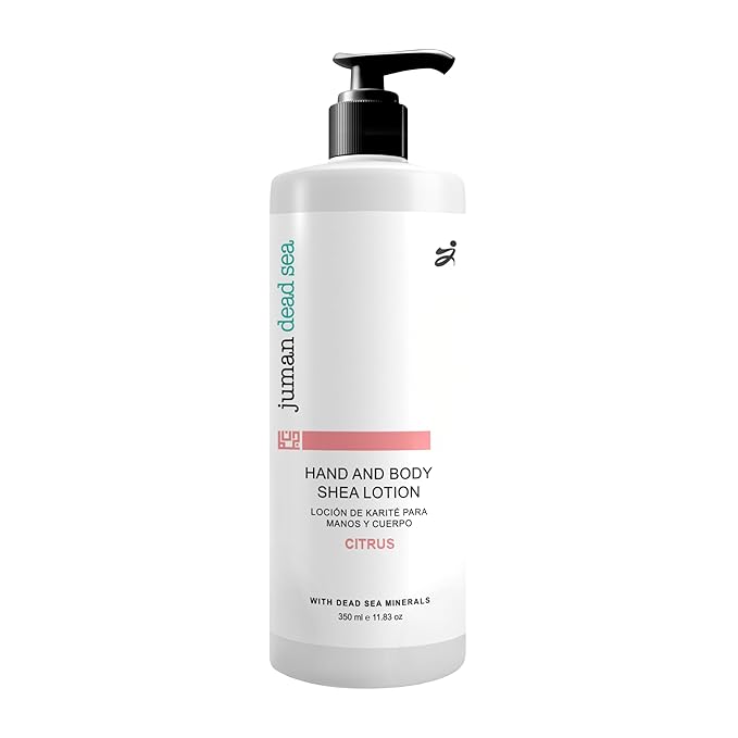 JUMAN Dead Sea Minerals Shea Butter Body Lotion | Fast Absorbing & Non-Greasy Body Moisturizer | Citrus | Infused with Almond Oil & Vitamin E | SLS & Paraben Free | 11.8 OZ