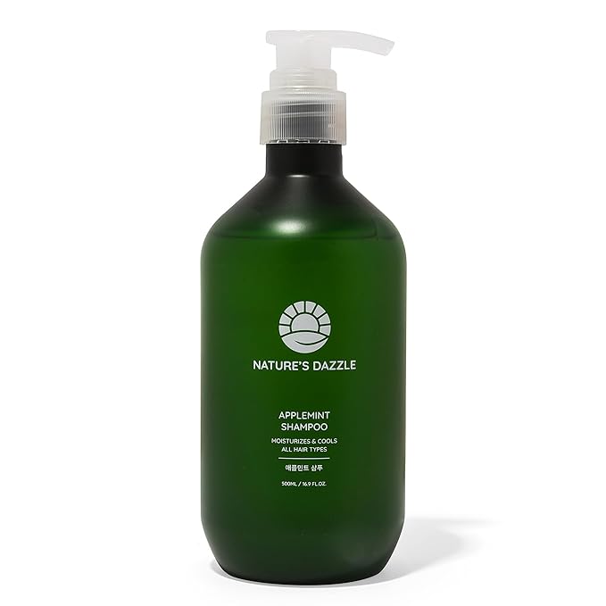 Nature’s Dazzle Applemint Cool Relief Shampoo - Clarifying Tea Tree & Peppermint for Oily Scalp - Sulfate Free Volumizing Formula with Salicylic Acid & Herbal Extracts - K-Beauty, 16.9 fl oz
