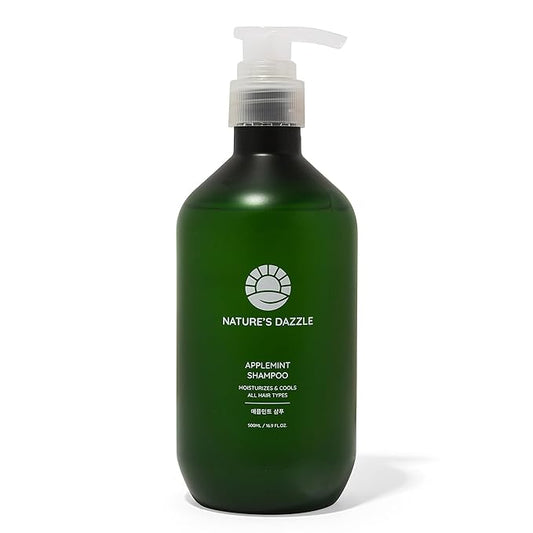 Nature’s Dazzle Applemint Cool Relief Shampoo - Clarifying Tea Tree & Peppermint for Oily Scalp - Sulfate Free Volumizing Formula with Salicylic Acid & Herbal Extracts - K-Beauty, 16.9 fl oz