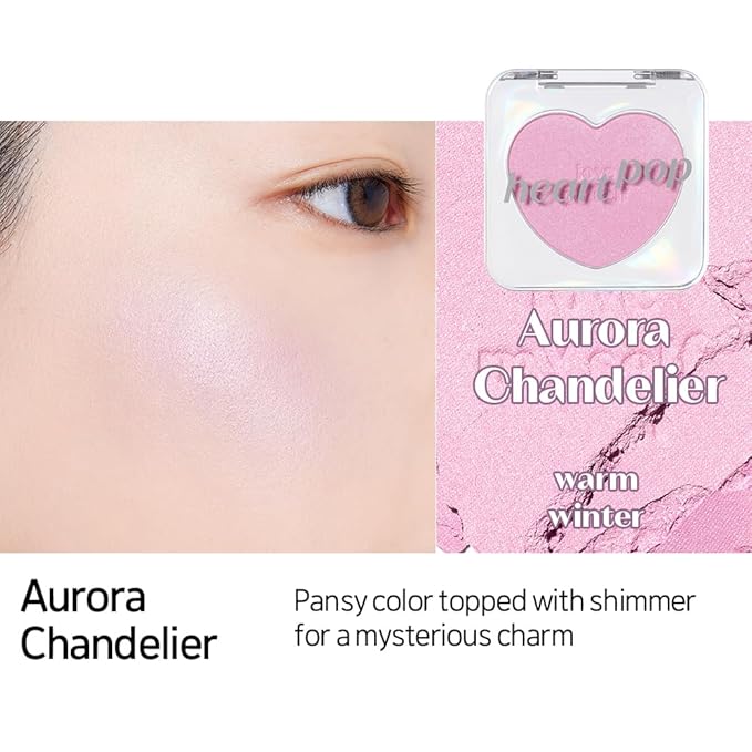 ETUDE Heart Pop Blush, Luminous Pink Beige Cheek Color, Natural Highlight & Glossy Finish, Compact 0.2 oz – Aurora Chandelier