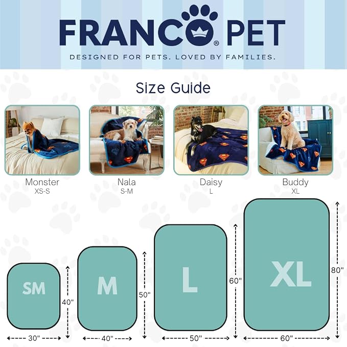 Superman DC Comics Waterproof Dog Bed Cover, Large 30x40 Pet Blanket for Furniture Bed Couch Sofa, (Officially Licensed) by Franco