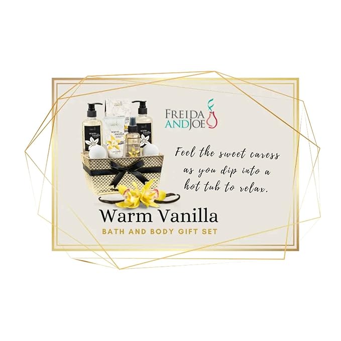 Bath and Body Gift Basket For Women and Men Warm Vanilla Bath & Body Collection Includes Shower Gel, Bubble Bath, Body Lotion, Body Mist & More – Mother's Day Gift for Mom