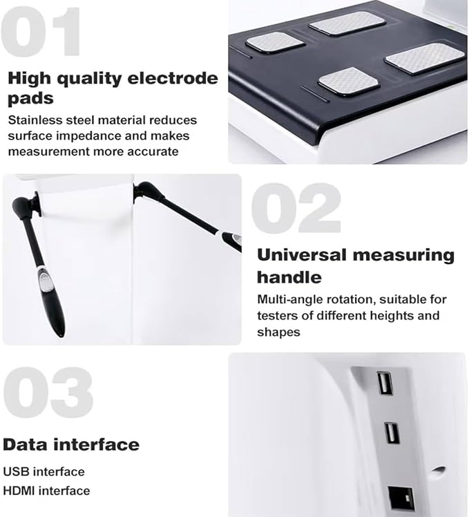 10.1 Inch HD Touch Bioimpedance Analysis Machine,Height Weight Fat Scale,Body Scanner Composition Analysis Machine,Fat Percentage Body Scale,with Printer+Human Body Test Report