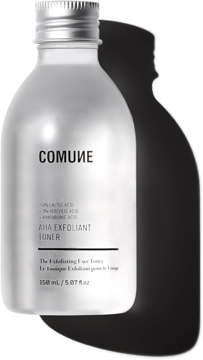 COMUNE AHA Exfoliant Toner - Leave-On Liquid Exfoliant 6% Lactic Acid, 3% Glycolic Acid + Hyaluronic Acid | Gently Exfoliates Dead Cells, Unclogs Pores & Smooths While Hydrating | 150 mL / 5.07 fl.oz