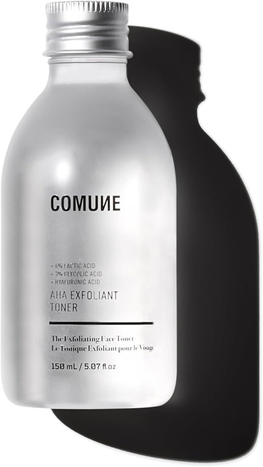COMUNE AHA Exfoliant Toner - Leave-On Liquid Exfoliant 6% Lactic Acid, 3% Glycolic Acid + Hyaluronic Acid | Gently Exfoliates Dead Cells, Unclogs Pores & Smooths While Hydrating | 150 mL / 5.07 fl.oz