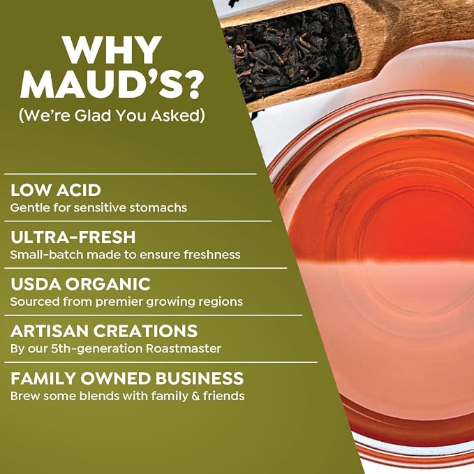Maud's Organic Decaf Chai Tea Pods, 24 ct, Single Serve Tea Pods – 100% Gourmet Blended Tea Leaves, Compatible with Keurig K Cups Maker