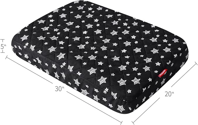 Waterproof Dog Bed Covers Replacement Lovely Black Star Print, 20x30 Inches | Washable Pet Hair Easy to Remove, Noiseless Quilted Puppy Pet Bed Cover , for Dog/Cat, Cover Only