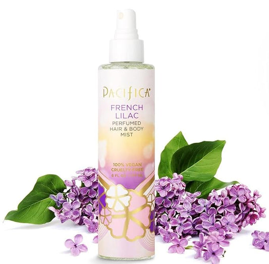 Pacifica French Lilac Hair & Body Mist – Clean Vegan Floral Hair Perfume Spray for Women, Fresh-Cut Lilac, Magnolia & Heliotrope Notes, Alcohol-Free Head-to-Toe Fragrance, Cruelty-Free, 6 Fl Oz